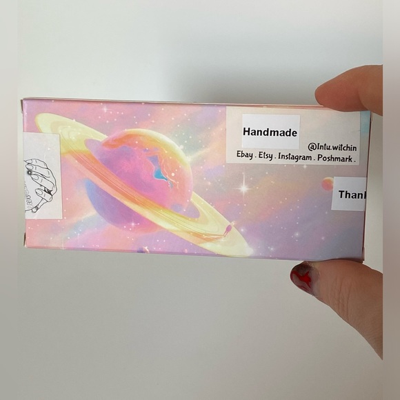 Hand painted press on nails // Long coffin shape // 20 nails // 10 sizes - Picture 14 of 17